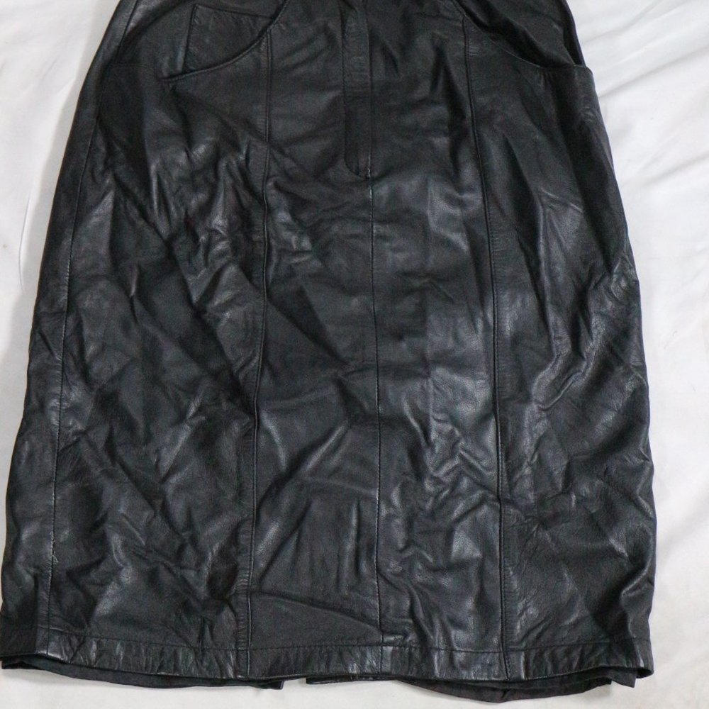 VTG CALLIOPE Leather Works A-Line Rear Slit Skirt Sz 8 - Picture 1 of 13